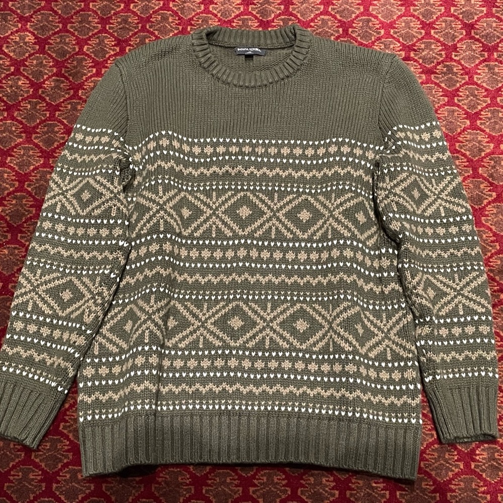 Banana Republic Men's Green Patterned Sweater